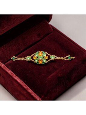 Husar.D Czech Glass Bracelet Victorian Style Large Teardrop Matquise Square